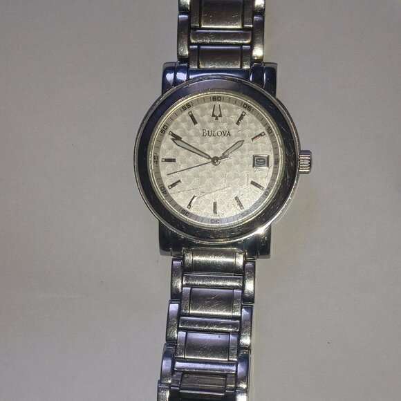 Bulova A4 Women Wrist Watch 35mm, Stainless Steel Silver Tone Date, 5.5" Wrist - Picture 1 of 4